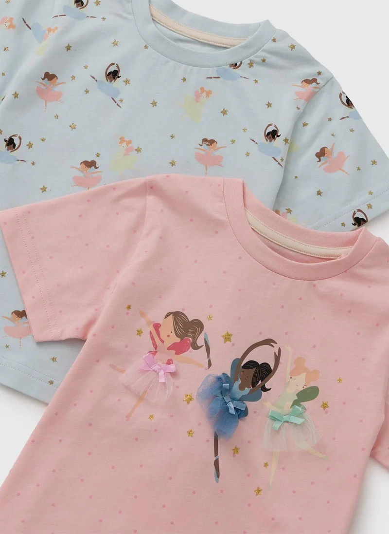 ماتلان 2 Pack Girls Pink Ballerina Pyjama Sets